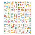 Set of 12 waterproof summer watercolor tattoo stickers with tropical beach and fruit designs - Summer Style A