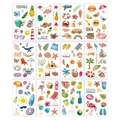 Detailed grid view of 12 waterproof summer beach tattoo stickers with tropical motifs - Summer Style B