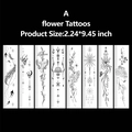 Set van 8 tijdelijke tatoeages met bloemen en dieren in minimalistische zwart-witstijl - Lange Strip Vlinder Bloem A (Zwart-wit lijntekening)