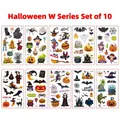 Set de 10 tatuajes temporales de Halloween para niños con calabaza y fantasma dibujos - Serie Halloween W