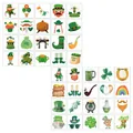 Set mit 40 St. Patrick's Day Klebetattoos mit Kleeblättern und Leprechaun-Motiven - St. Patrick Stil A und B Kombination