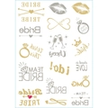 Dettaglio di tatuaggi temporanei Bride in oro rosa e argento con icone a cuore - Oro Bicolore - Stile Festa della Sposa