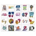 Lustige Graffiti-Tattoo-Sticker mit Zahlen 6 und 7 im Retro-Cartoon und Pop-Art-Stil - Six Seven Stil B