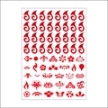 Set tatuaggi temporanei rossi per fronte cosplay con motivi a spirale e loto anime - Stile Decorativo Religioso (哪吒B)