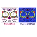 Luminous sugar skull face tattoos with floral design for Halloween and Day of the Dead - Rose And Scroll Pattern (FH-02)