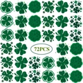 Set di 72 tatuaggi per il viso a quadrifoglio per San Patrizio in varie tonalità verdi - Set da 72 Pezzi di Trifoglio (6 Stili) / 4x4cm/Foglio