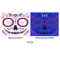 Luminous Day of the Dead face tattoo stickers FH-04 with neon glow in dark effects - Purple Phantom Spider Web Style (FH-04)