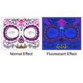 Glow in the dark Day of the Dead face tattoo stickers with pink skull design FH-06 - Fluorescent Pink Purple Scroll Style (FH-06)