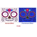Halloween skull face tattoo sticker FH-09 with glowing neon fluorescent effect - Heart Ray Style (FH-09)