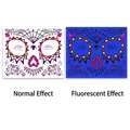 Halloween face tattoo FH-10 with fluorescent UV effect in purple and pink tones - Purple Starry Sky Style (FH-10)