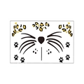 Metallic leopard print face tattoo stickers with cat whiskers and paw heart designs - Cat Whiskers and Paw Prints Design (豹纹3)