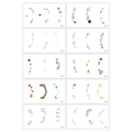 Set di 10 tatuaggi temporanei per orecchie con disegni di fiori, stelle, cuori e gatti - Serie Orecchie Stile A (EDA-01 a EDA-10)