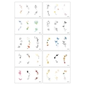 Catalogo dettagliato di tatuaggi per orecchie con fiori e farfalle, serie da EDB-01 a EDB-10 - Serie Orecchie Stile B (EDB-01 a EDB-10)