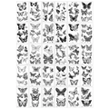 Set of 30 black and white butterfly temporary tattoo stickers with diverse artistic designs - HA Black Butterfly (30 Sheets/Set)