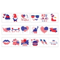 Tatouages temporaires pour l'Indépendance avec cœurs drapeau US et symboles festifs - Autocollants Rectangulaires de Visage de Drapeau Américain A