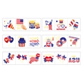Lot de 6 planches de tatouages temporaires du 4 juillet avec drapeaux et motifs USA - Autocollants Rectangulaires de Visage de Drapeau Américain B