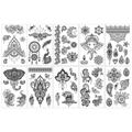 Set di 10 tatuaggi temporanei all'henné nero con mandala e motivi floreali - Serie Henna Nero
