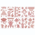 Set di 10 tatuaggi temporanei all'henné rosso con motivi mandala e pavone dettagliati - Serie Henna Rosso