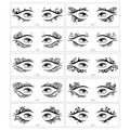 Detail view of ten black butterfly and floral temporary eye tattoo sticker designs - Butterfly Floral Vine Style (YJA)