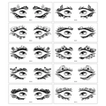 Detail of ten black butterfly and floral temporary eye tattoo stickers for party makeup - Butterfly Floral Star Style (YJB)