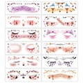 Detailed view of 12 mixed Halloween temporary face tattoos with festive ghost and bat designs - Halloween Makeup Sticker B