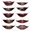 Set de tatuajes de boca de terror para Halloween con dientes sangrientos y cicatrices reales - Boca Grande de Color Realista (DZA)