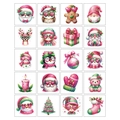 Grille de 20 tatouages temporaires de Noël colorés avec Père Noël, pingouin et cerf - Noël Pastel F