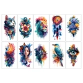 Waterproof tattoo stickers set featuring watercolor lion, phoenix, and floral art designs - Watercolor Artistic Style (CH Watercolor Flower Arm)