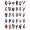 Set mit 30 Aquarell-Tattoo-Aufklebern mit Löwen, Wölfen, Blumen und Schmetterlingen - Aquarell Blumen Kollektion (AA)