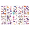 Set di tatuaggi temporanei glitterati per Halloween con fantasmi e zucche - Stile SC Glitter Cartone Animato Halloween (SC-01-10)