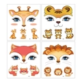 Detail of four cute cartoon animal face tattoo stickers including giraffe, tiger and lion - Animal Face Style B (Giraffe/Tiger/Fox/Lion)
