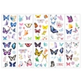 Set di 10 tatuaggi temporanei farfalla acquerello con fiori e stelle in layout a griglia - Farfalla F