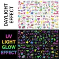 Tatuajes fluorescentes para festivales con contraste entre día y efecto luz UV - Estilo Festival de Música YGB (YG-801-810)