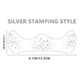 Détails de tatouages éphémères argentés avec motifs d'étoiles et dimensions du produit - Grand Style Feuille d'Argent-A