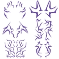 Autocollants de tatouage chasseur de démons violets avec lignes géométriques pour visage - Violet (6 Feuilles/Paquet)