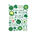 Tatuaggi temporanei glitterati di San Patrizio con quadrifogli verdi e motivi irlandesi - Trifoglio Irlandese Glitterato / 13.8x19cm