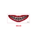 Halloween temporary tattoo sticker featuring scary monster mouth with sharp fangs, style WD-05 - Red Fangs Big Mouth Style (WD-05)