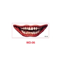 Halloween scary mouth tattoo sticker style WD-06 with realistic sharp teeth patterns - Torn Multi-layered Fangs Style (WD-06)