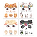 Cute cartoon animal face tattoo stickers set featuring cat, rabbit, sheep, and panda designs - Animal Face Style A (Cat/Rabbit/Sheep/Panda)