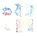 Tatouages éphémères laser animés avec motifs de flammes abstraites violettes pour le corps - Laser (6 Feuilles/Paquet)