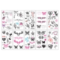 Y2K Punk temporäre Tattoos Set mit schwarzen und pinken Schmetterling- und Herzmotiven - Y2K-Stil Set (10 Blatt/Packung)