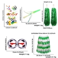 Detailed view of 2026 World Cup party set with soccer stickers, whistles and pom poms - Fan Cheering 5-Piece Set (Glasses Blower Stick Skirt Tattoo)