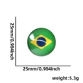WK 2026 Brazilië vlag speldje van glas, 25mm diameter met ronde bolle oppervlakte - Brazilië