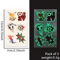 Lichtgevende voetbaltatoeages met normaal en groen gloei-effect, set van 5 vellen voor fans - Stijl A (Lichtgevende Tattoo Sticker A)