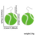 Boucles d'oreilles balle de tennis vertes avec détails blancs et crochets argentés - Taille unique / Balle de Tennis