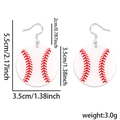 Boucles d'oreilles baseball en acrylique avec motif de couture rouge et crochets argent - Style Baseball (Boucles d'Oreilles Balle)