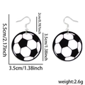 Boucles d'oreilles ballon de foot en acrylique avec crochets argentés style sport - Style Football (Boucles d'Oreilles Balle)