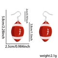 Red American football earrings with white stripes and silver hooks for Super Bowl fans - Rugby Acrylic Earrings