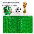 Dettaglio della gonna da tavolo verde per festa calcio, dimensioni 270x73cm - Gonna da Tavolo a Frange Verdi