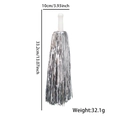 Silver metallic cheerleader pom-pom with dimensions 33.2cm height and white handle - Silver